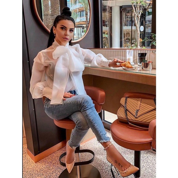 BriiMarCo Boutique Tops - Sheer Bow Blouse